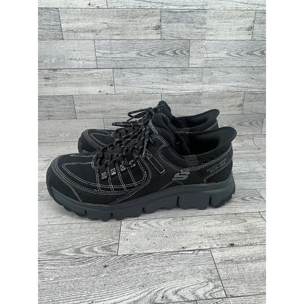 Skechers Slip-ins Adventure Men Sz 9.5 Wide Black Charcoal Sneakers 237622W BKCC